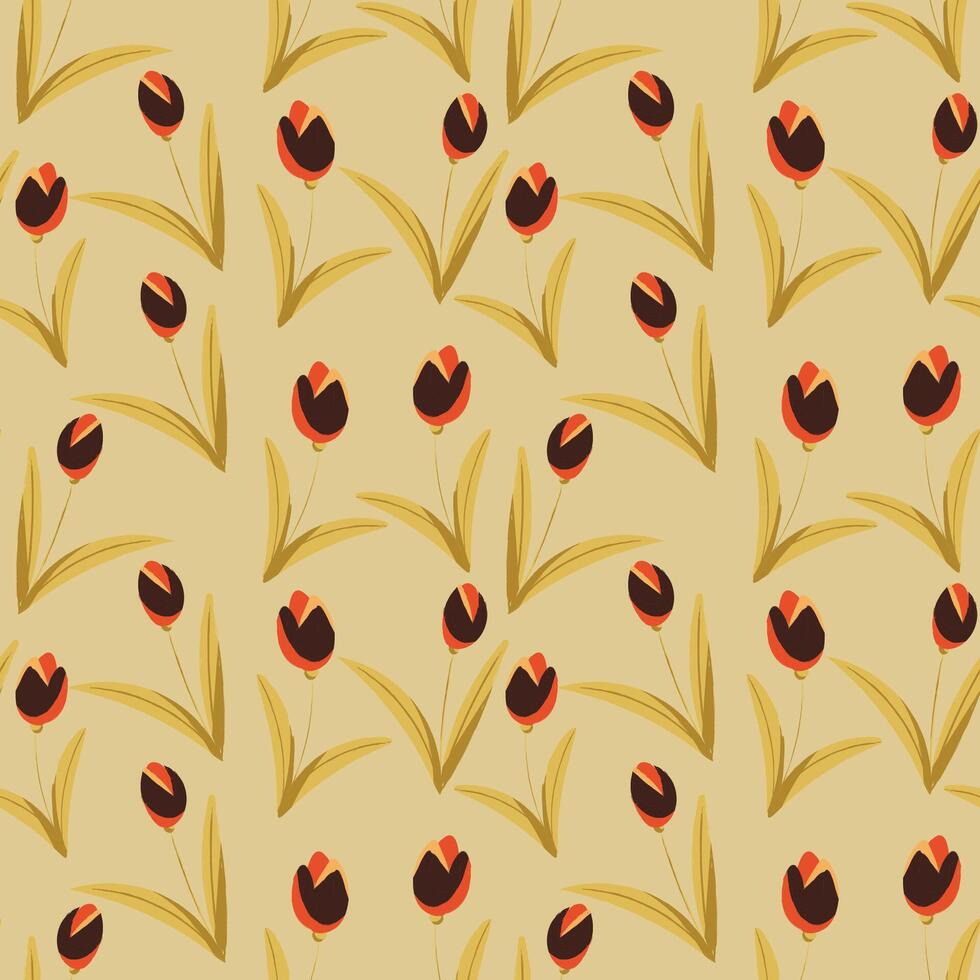 Hand drawn floral flower pattern. vector