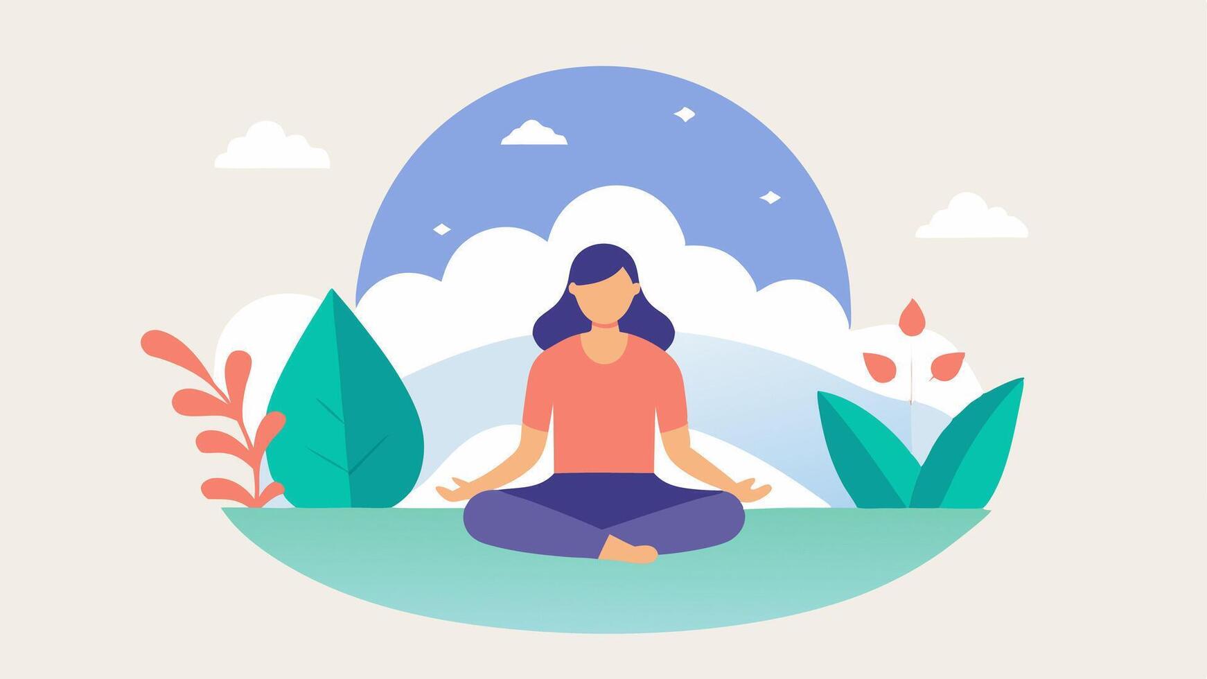 Relaxation Exercises An illustration of the app showcasing a section dedicated to guided relaxation exercises illustrated with peaceful imagery such as nature and soft colors.. vector