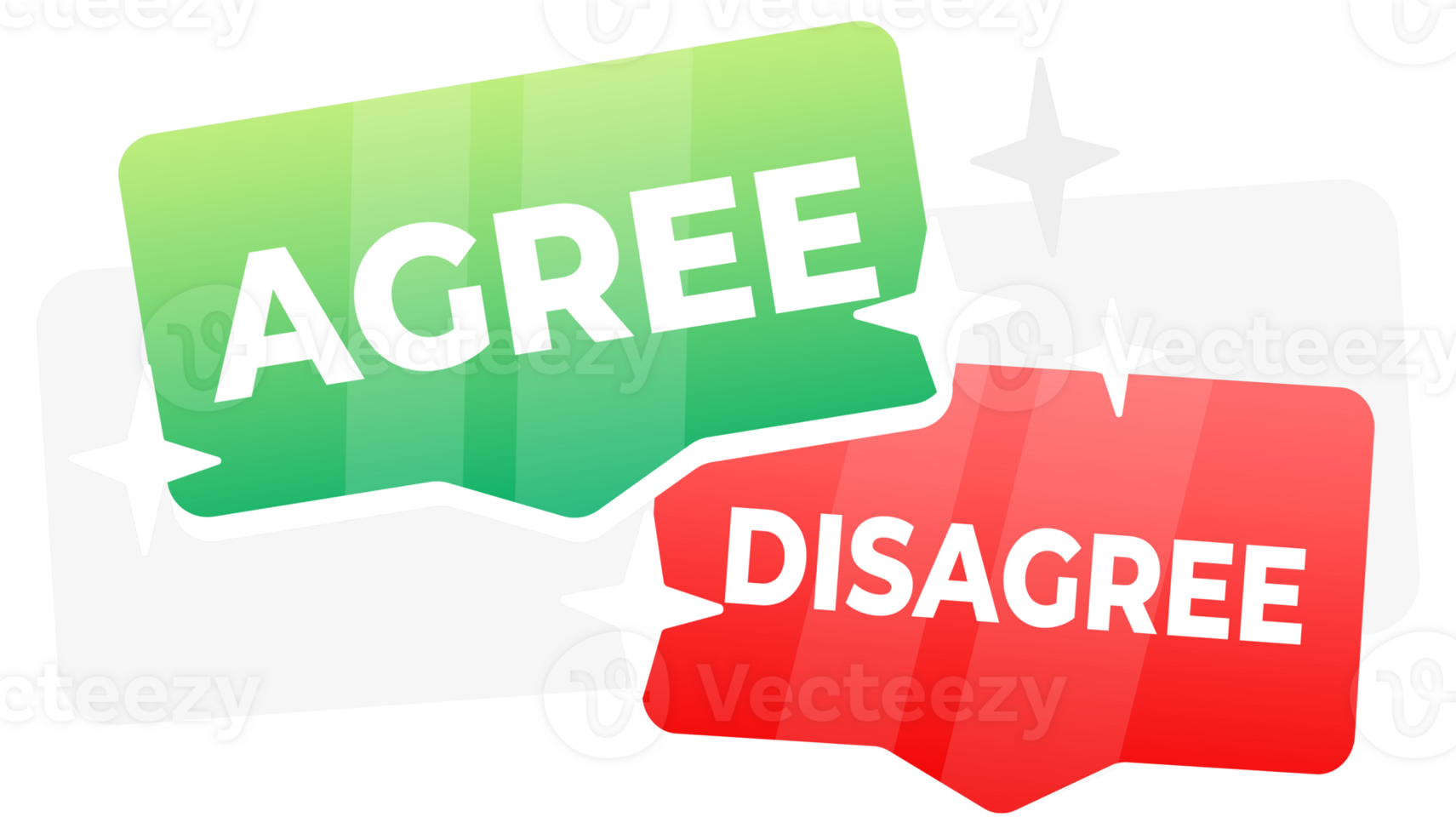 Two overlapping speech bubbles, one green with AGREE and one red with DISAGREE, representing different opinions or survey options png