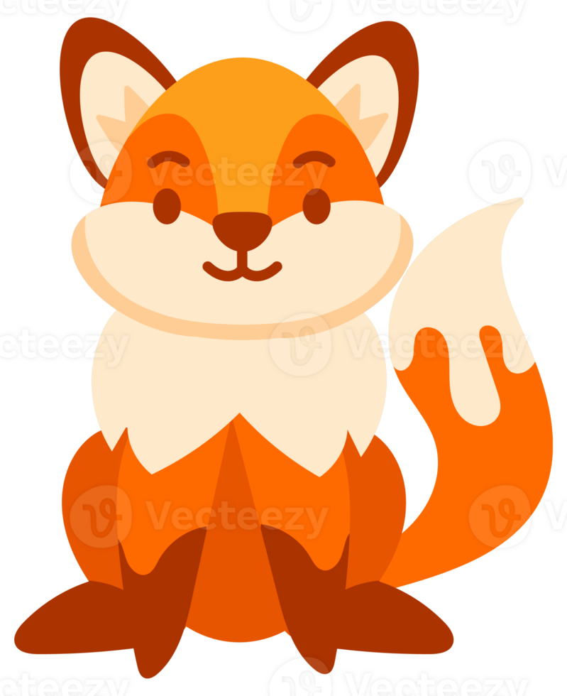 Set of cute cartoon foxes showing different emotions png