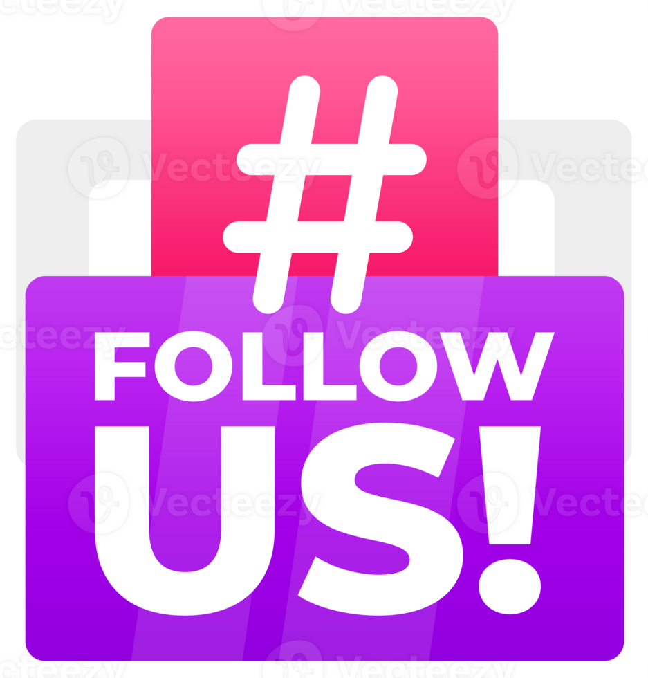 Follow Us Hashtag Campaign Bubbles - Engaging speech bubbles with the call-to-action phrase Follow Us, ideal for social media growth and engagement strategies png