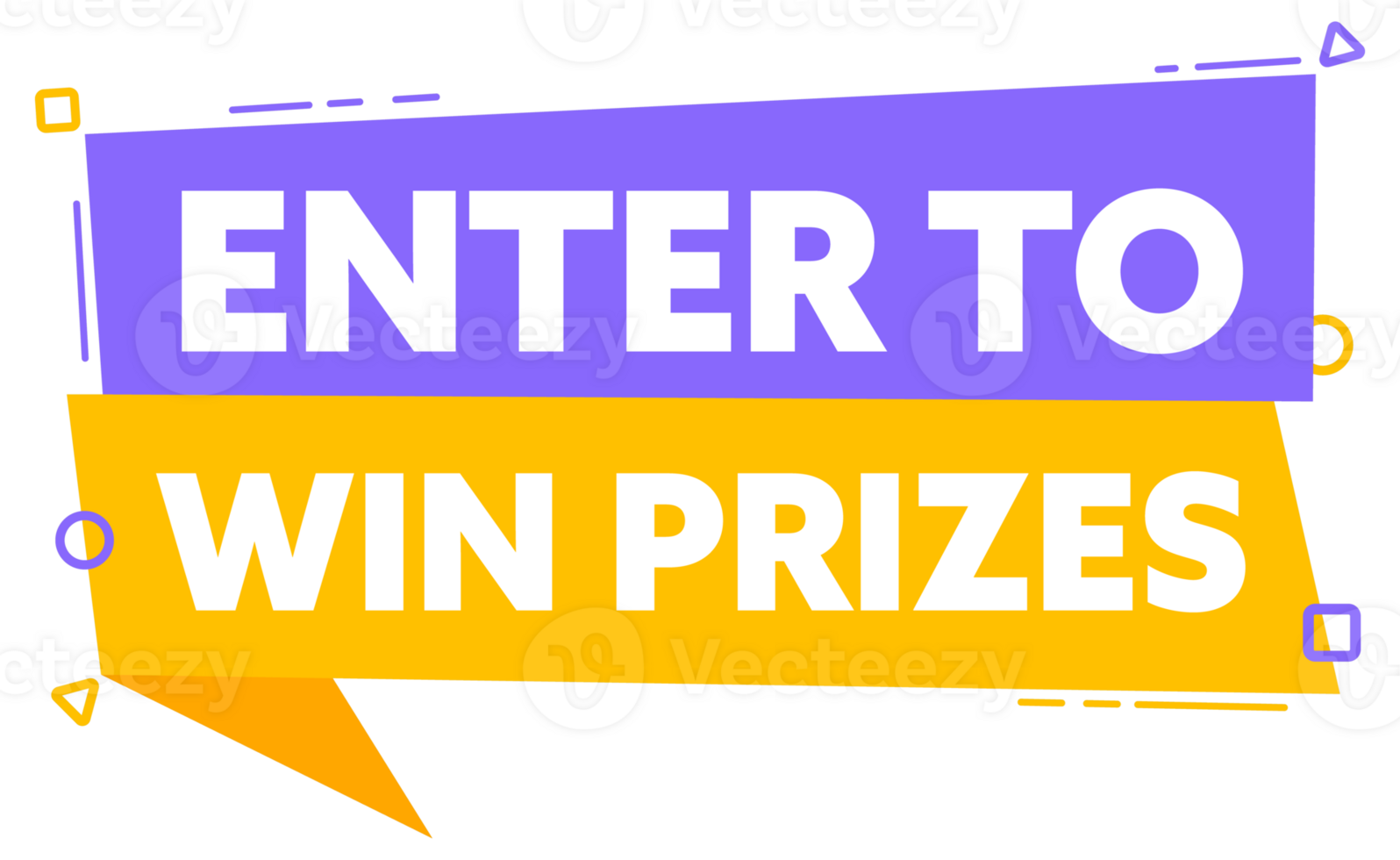 Speech bubble with the word Enter to win prizes. Enter to win prizes yellow label. stock illustration png
