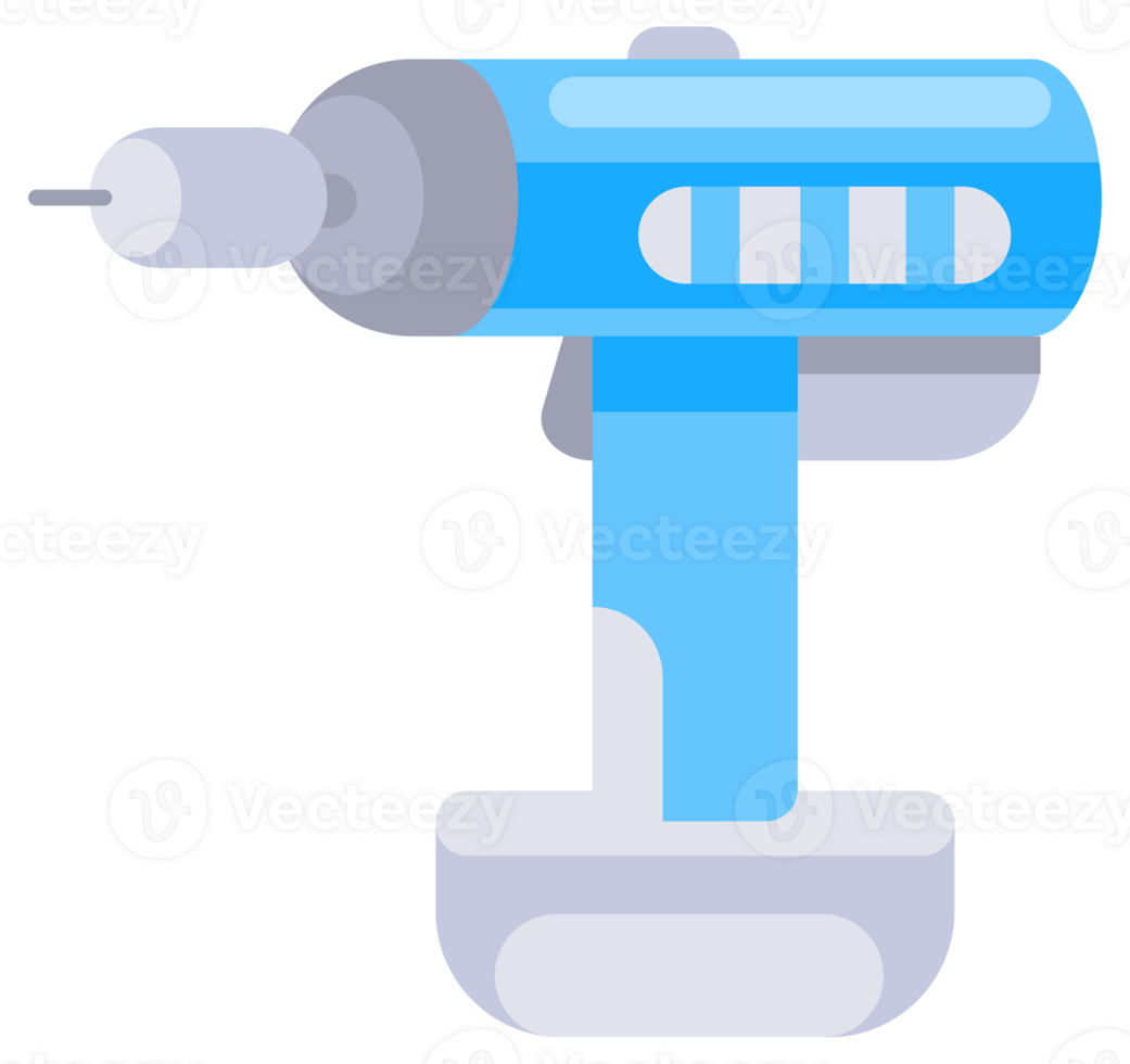 Set of blue power tools for construction works and repairing including a chainsaw, a circular saw, a jigsaw and a drill. png