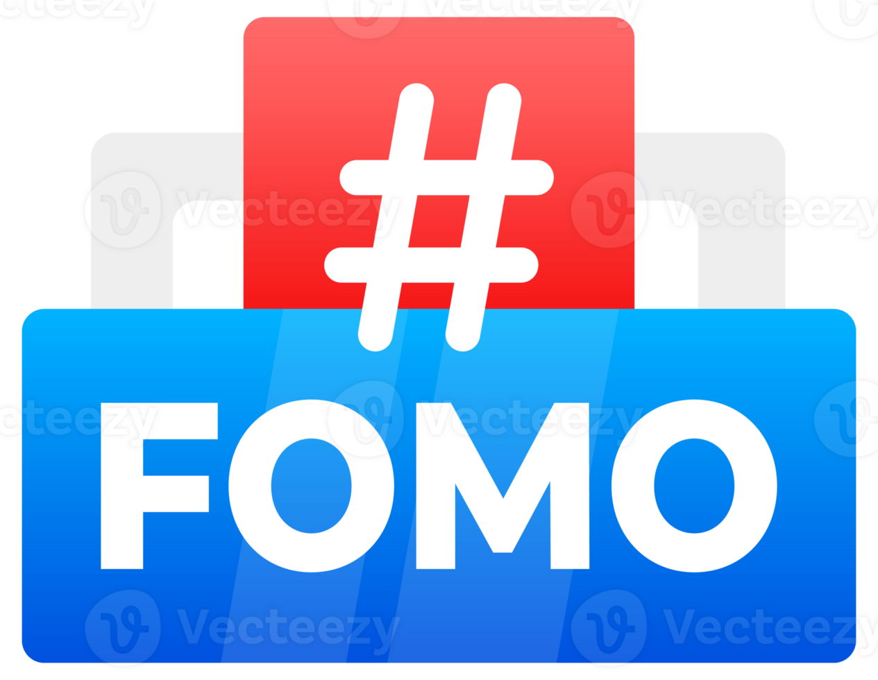 FOMO Hashtag Bubbles in Flat Design - A collection of modern, colorful speech bubbles with the FOMO hashtag, representing the fear of missing out in social media culture png