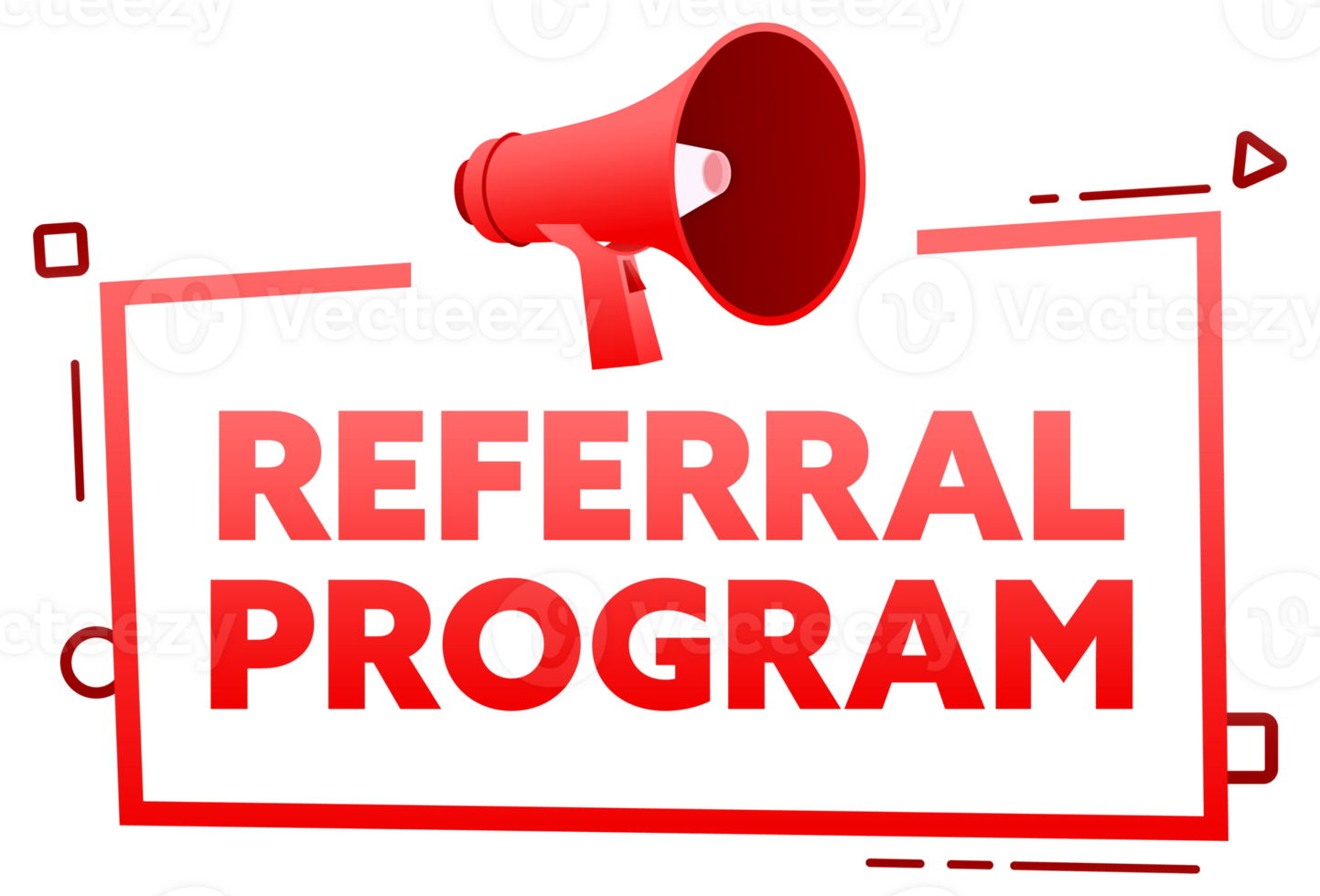 Megaphone with Referral program speech bubble banner. Promotion and advertising label. stock illustration png