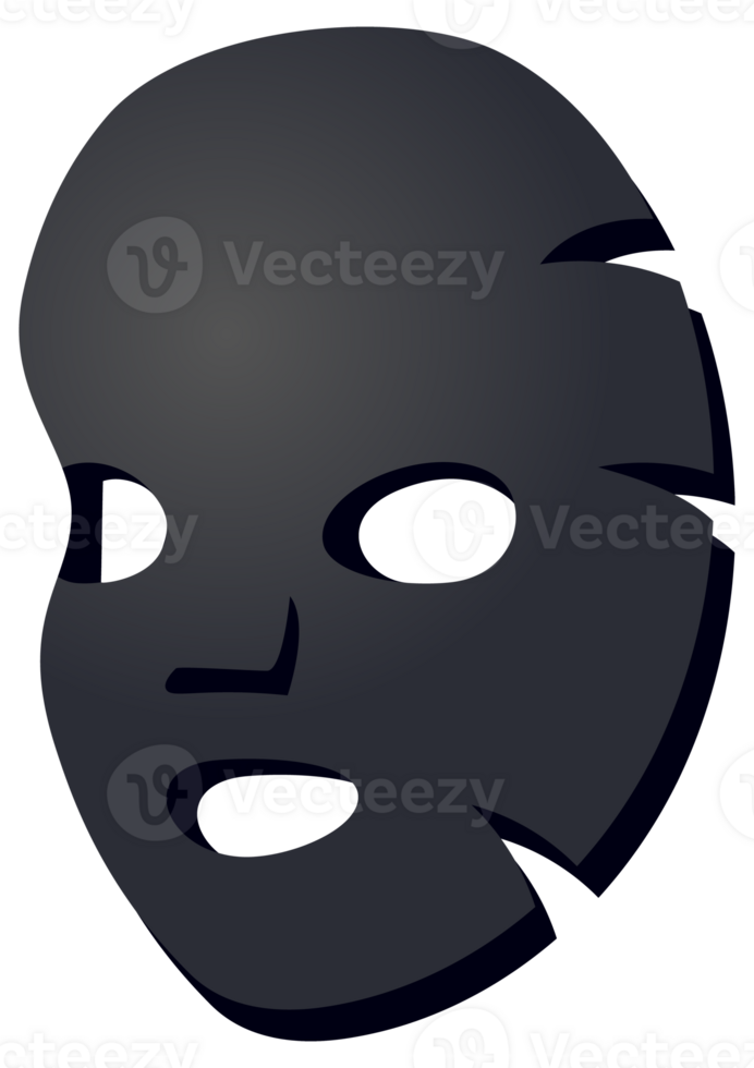 Black facial cosmetic sheet masks showing different sides png