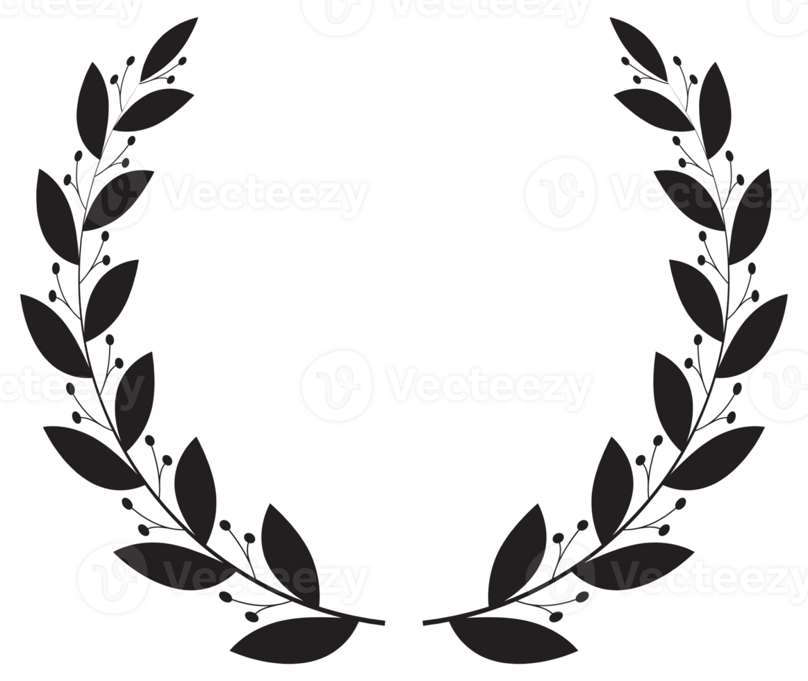 Simple black laurel wreath set. Different frame design elements. illustration png
