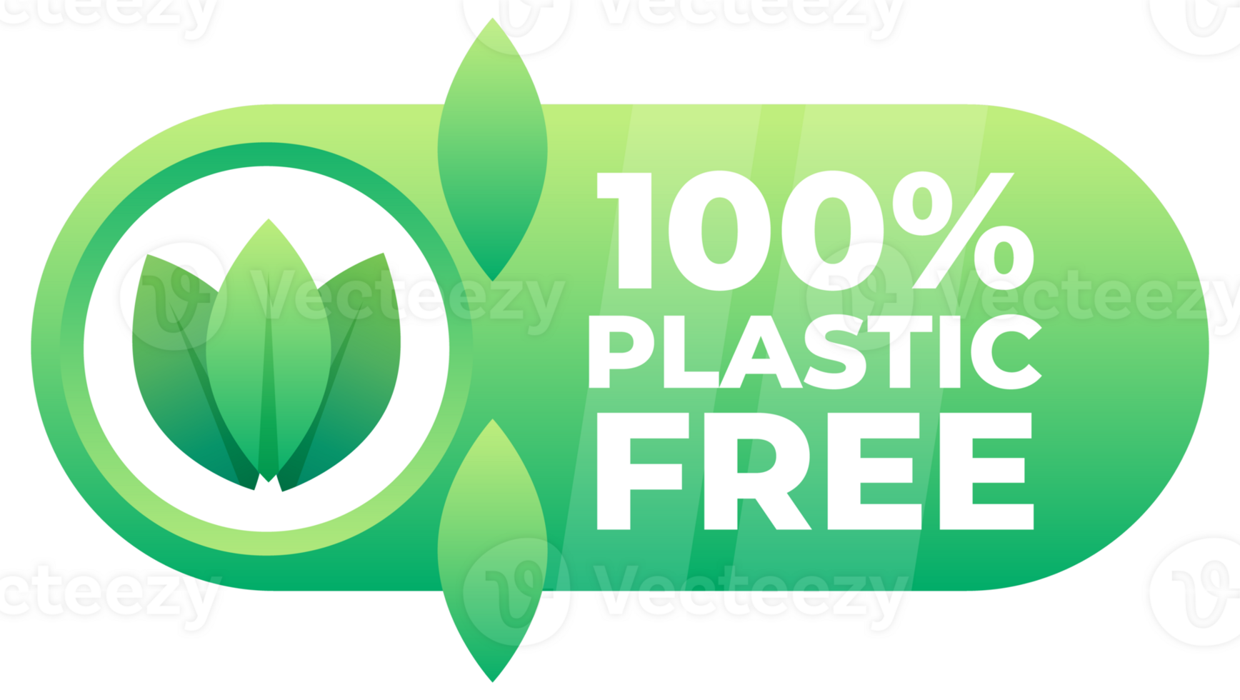 Eco friendly 100 plastic free sticker with leaf graphics for sustainable product marketing png