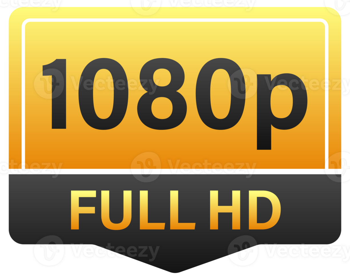 Set of gold and black icons indicating different resolutions from 720p to 8k ultra hd png