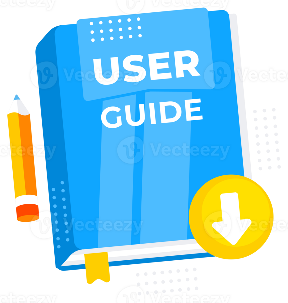 User Guide book. Guidance and Tutorial for Users. illustration png