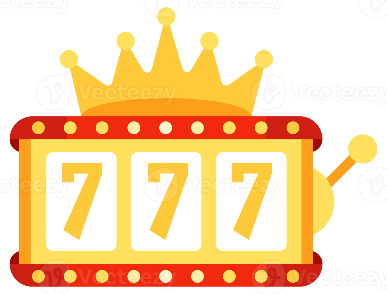 Set of different slot machines with spinning and gambling symbols showing the winning number seven combination png