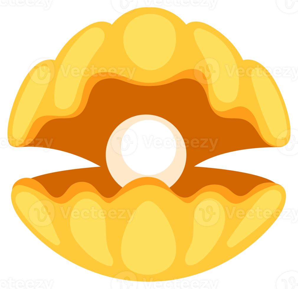 Pearl shells. Open seashell scallop and pearl shell. illustration. png