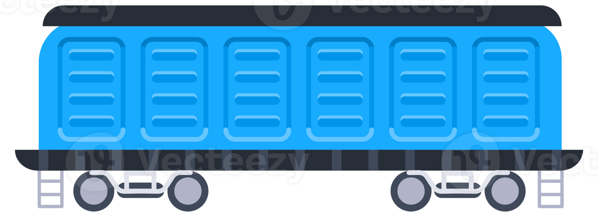 Different types of train cars, showing both front and side views, for transportation and logistics concepts png
