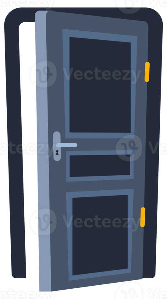 Door Closed and open classical interior. Doors Frame set. illustration png