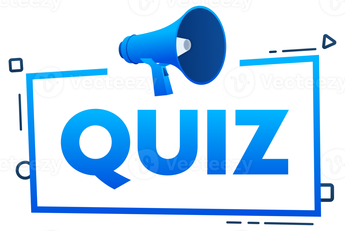 Megaphone with Quiz speech bubble banner. Promotion and advertising label. stock illustration png