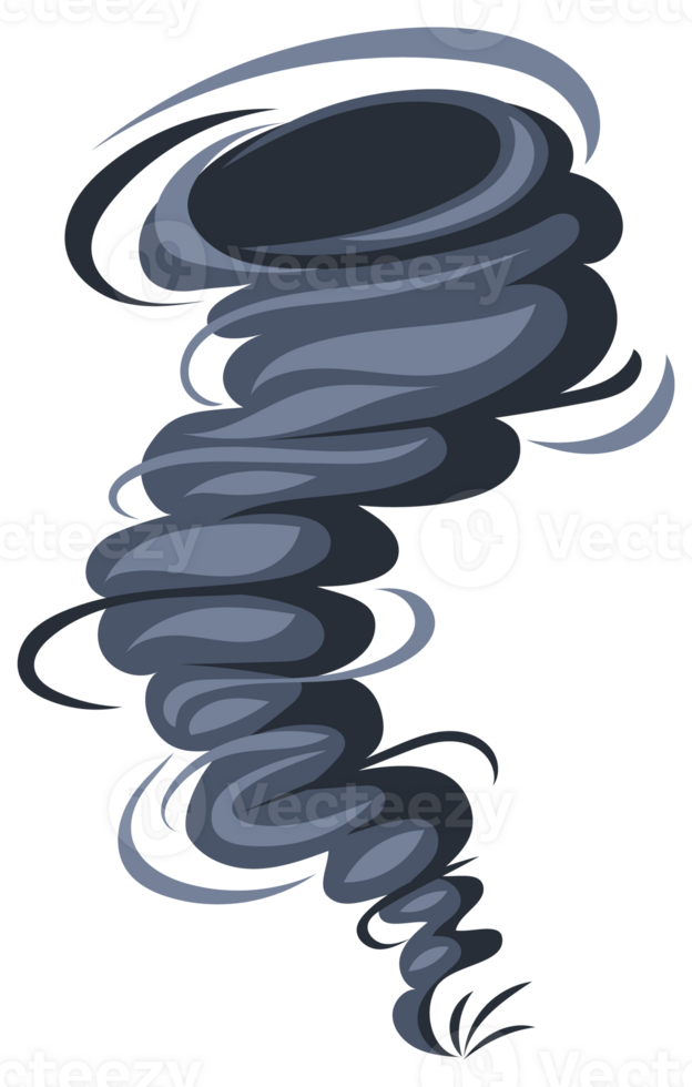 Four cartoon style whirlwinds swirling on white background. png
