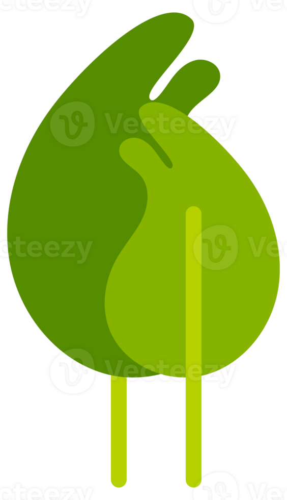 Collection of simple stylized green trees and bushes, perfect for representing nature in a simplified way png