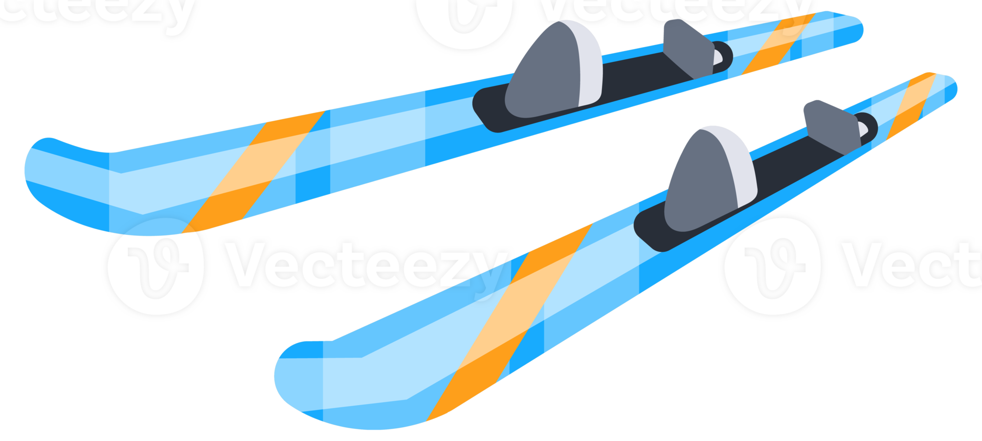 Set of different types of skis and ski poles for winter sports png