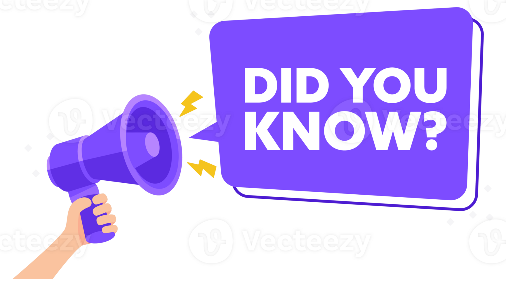 Engaging Did You Know Fun Fact Announcement with Hand Held Megaphone Graphic png