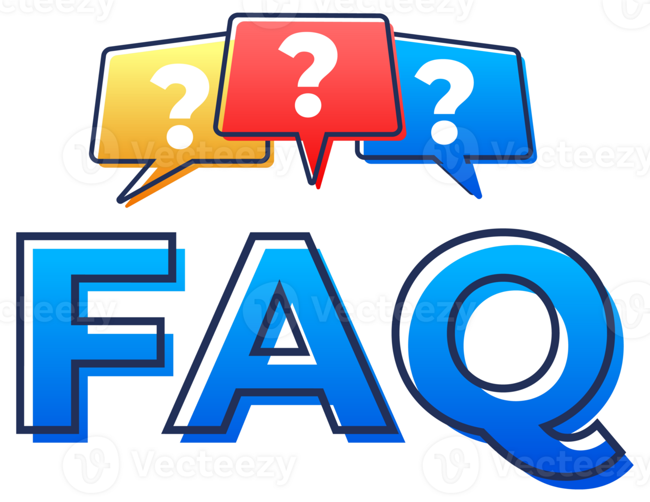 Faq banner with question marks in speech bubbles showing frequently asked questions concept png