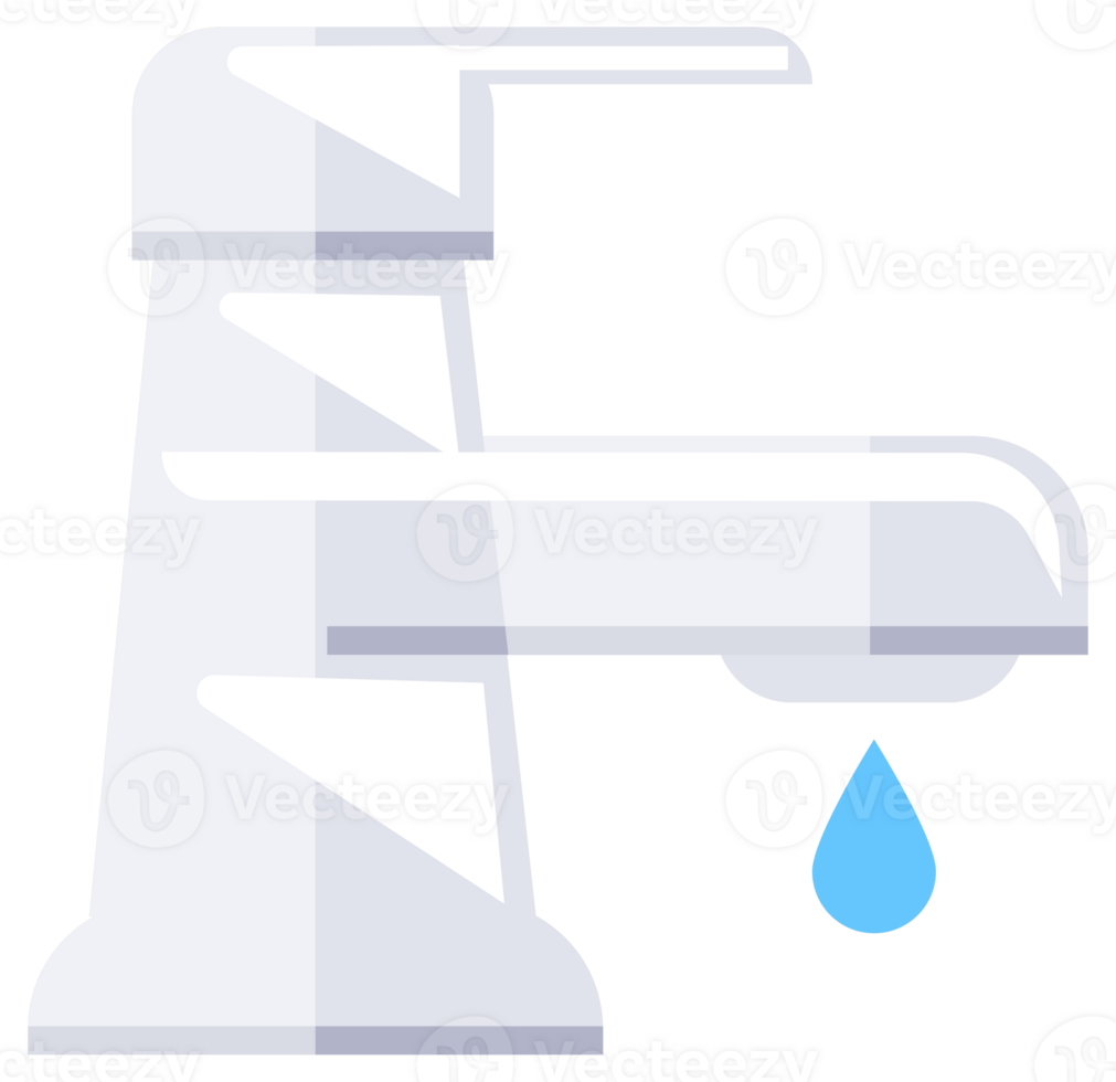 Four different illustrations of water taps leaking water drops, representing concepts like plumbing and water conservation png