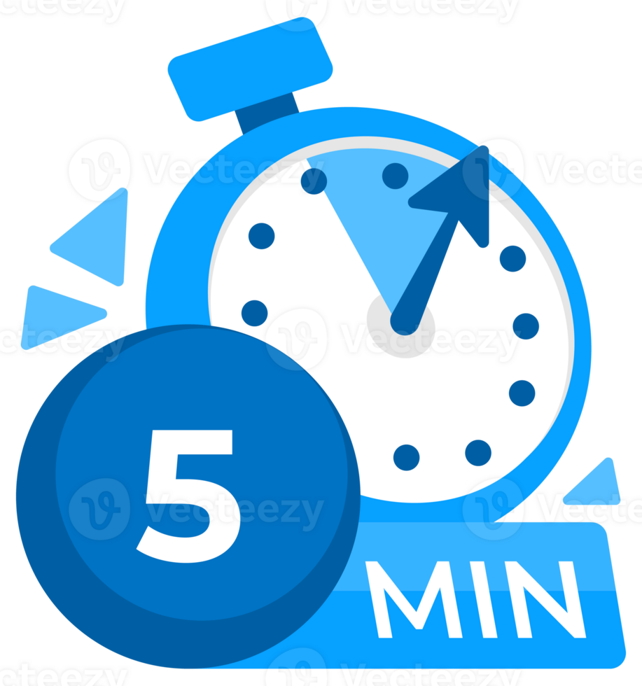 5 minutes timer. Stopwatch icon 5 min. Clock and watch limited cooking time. illustration. png