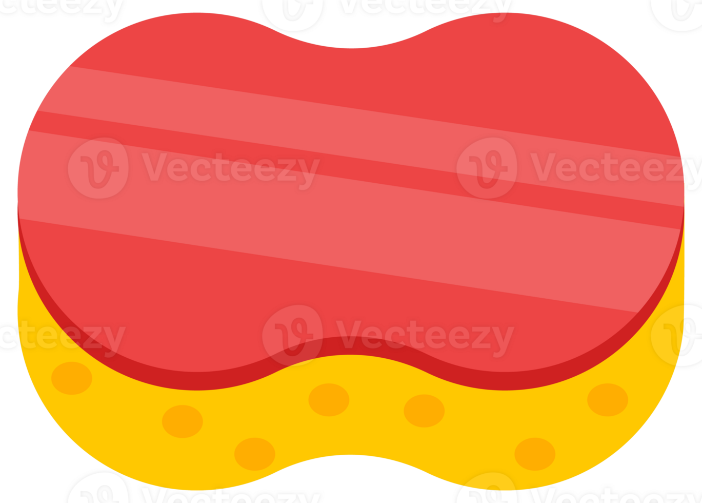 Set of multi-colored cleaning sponges with wavy edges and dotted textures isolated against a white background png