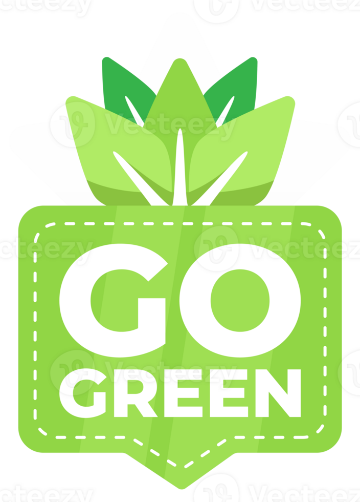 Badge with GO GREEN text and leaf motif to promote environmental awareness and eco-friendly practices png