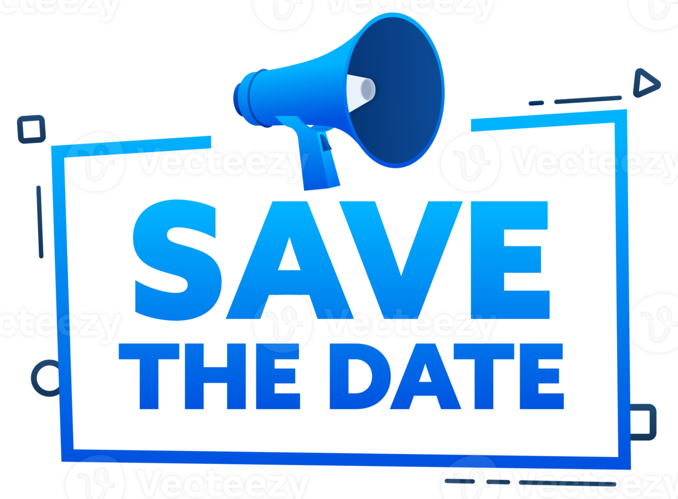 Megaphone with Save the date speech bubble banner. Promotion and advertising label. stock illustration png