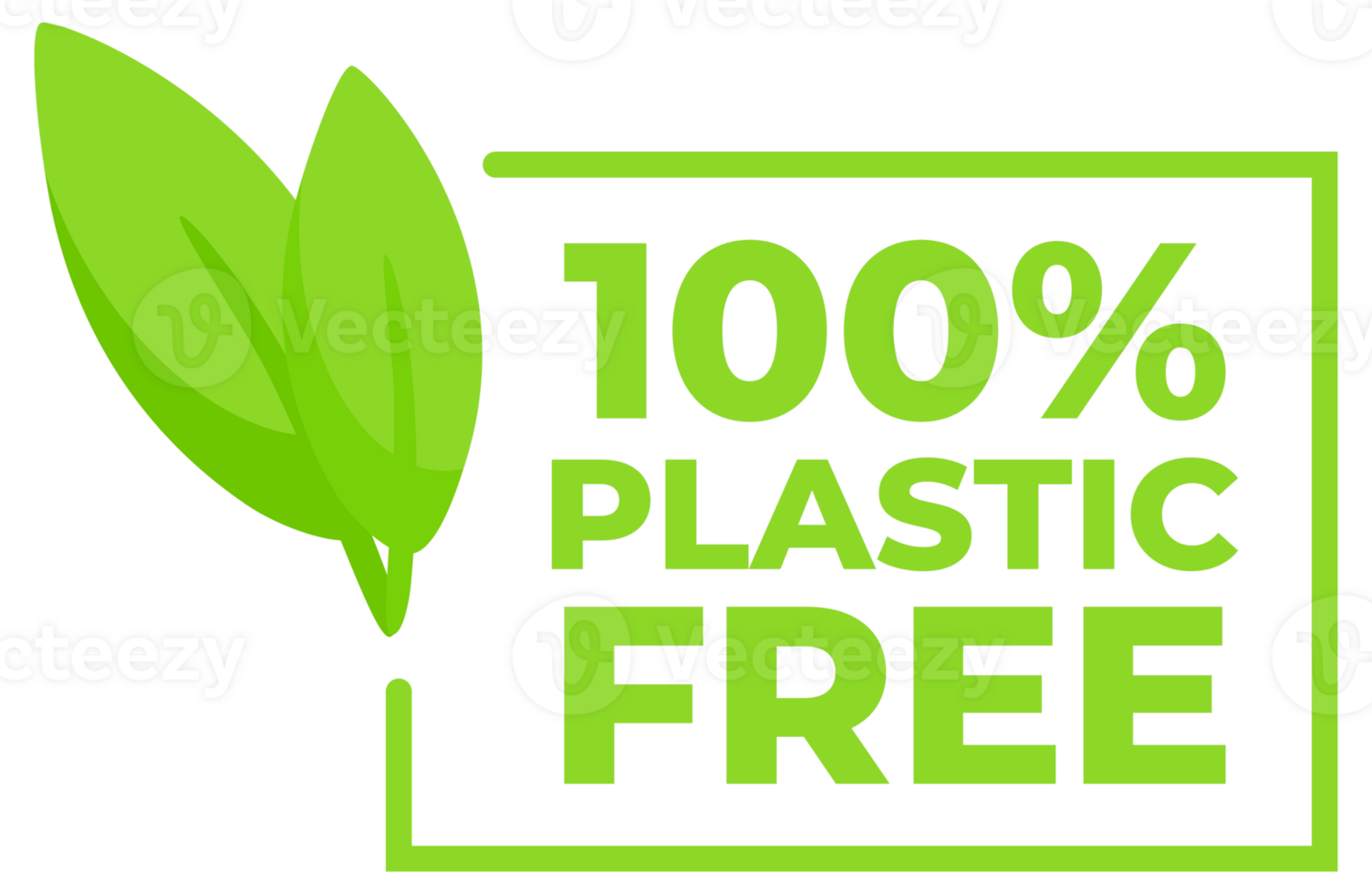 100 percent Plastic free green icon badge. Bpa plastic free chemical mark zero or clean. illustration png
