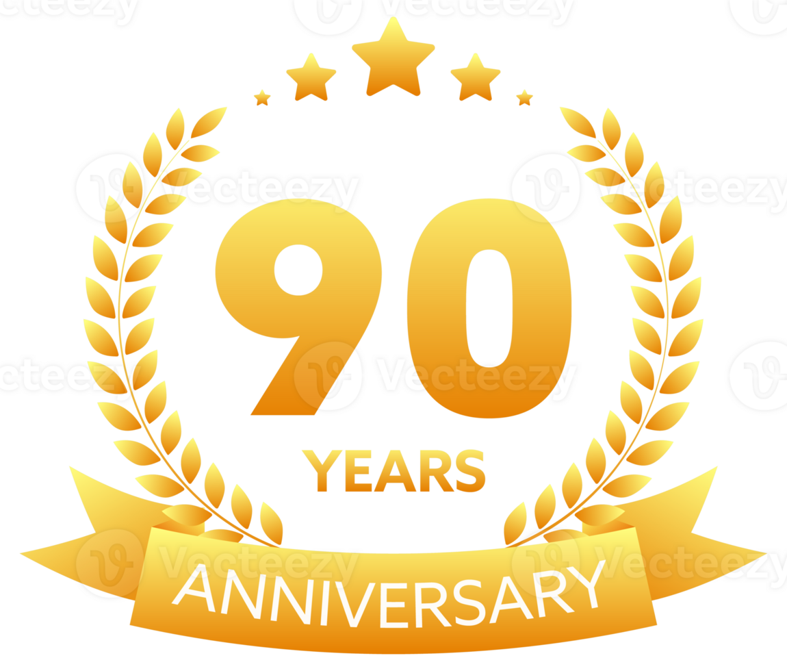 Anniversary icon set with laurel wreath. 10, 20, 30, 40 ,50, 60, 70, 80, 90, 100 years jubilee. Celebration anniversary event. stock illustration png