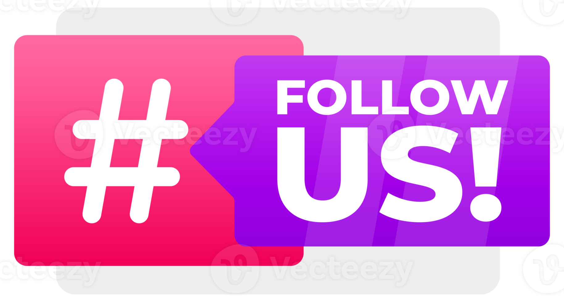 Follow Us Hashtag Campaign Bubbles - Engaging speech bubbles with the call-to-action phrase Follow Us, ideal for social media growth and engagement strategies png