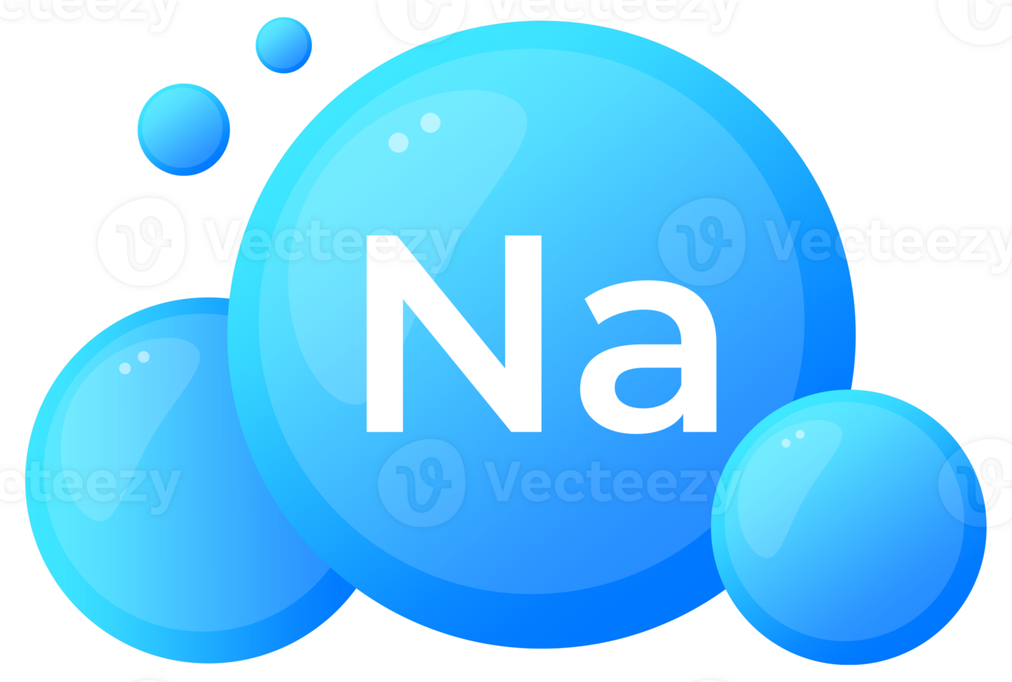 Sodium Na element visualized with vibrant blue spheres in educational. png