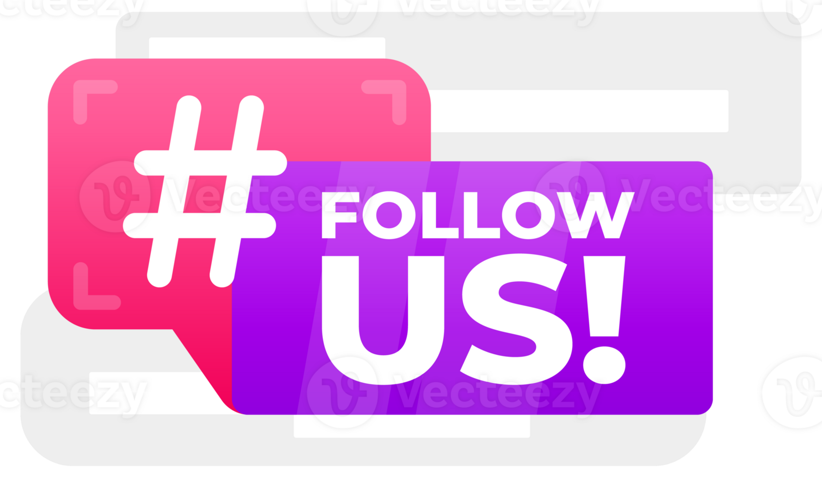 Follow Us Hashtag Campaign Bubbles - Engaging speech bubbles with the call-to-action phrase Follow Us, ideal for social media growth and engagement strategies png