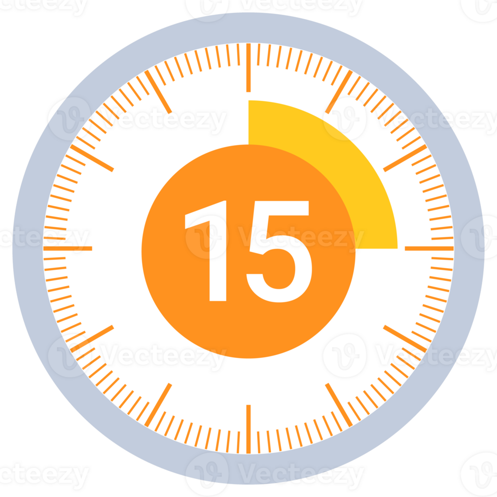 15 Minute Countdown. Stopwatch, timer icons set. illustration png