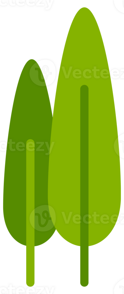 Collection of simple stylized green trees and bushes, perfect for representing nature in a simplified way png
