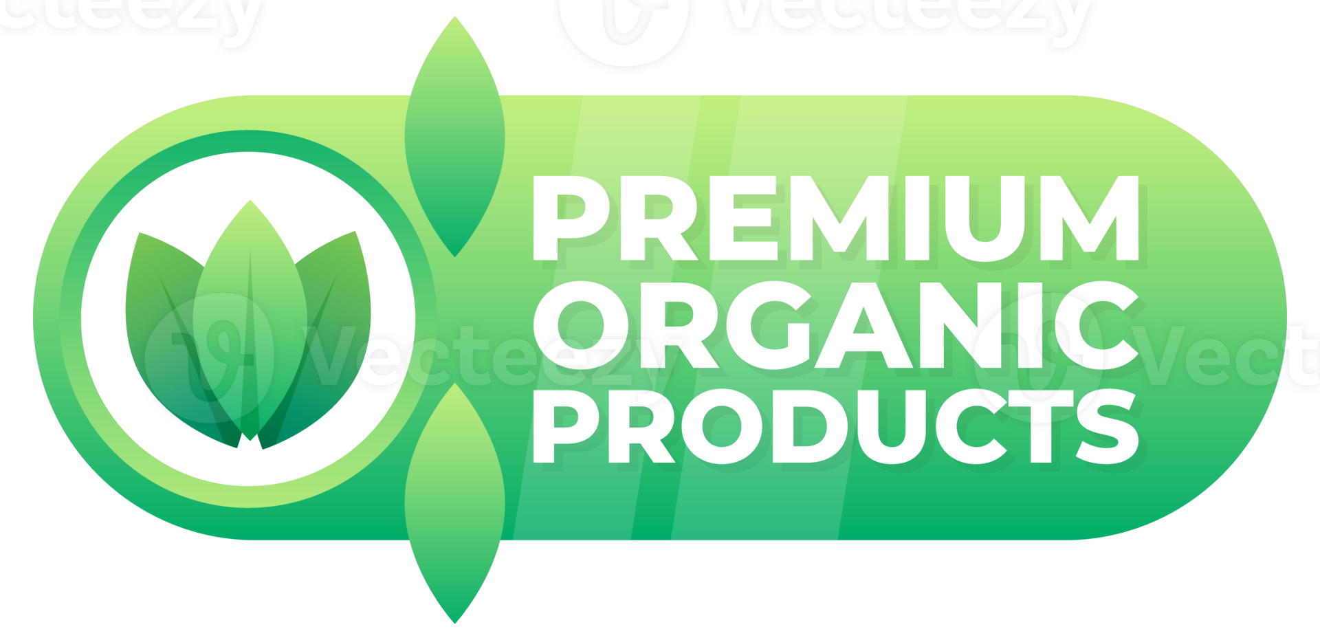 Badge signifying the highest quality of organic products with an elegant leaf design png