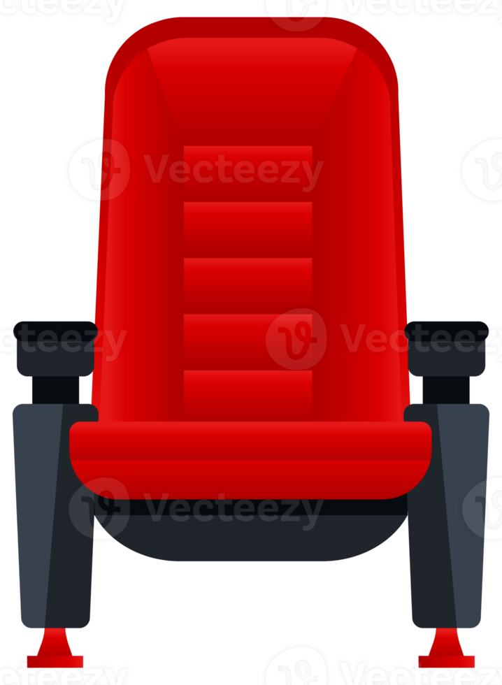 Red movie theater seats for comfortable watching film. Cinema chair. illustration png