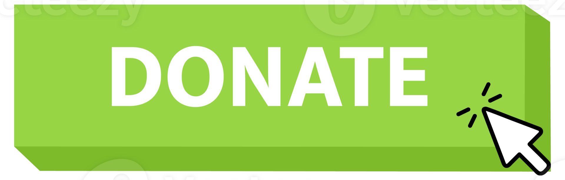Donate Button with pointer clicking. Web button. Finger Pressing. Click to Donate Concept. illustration png