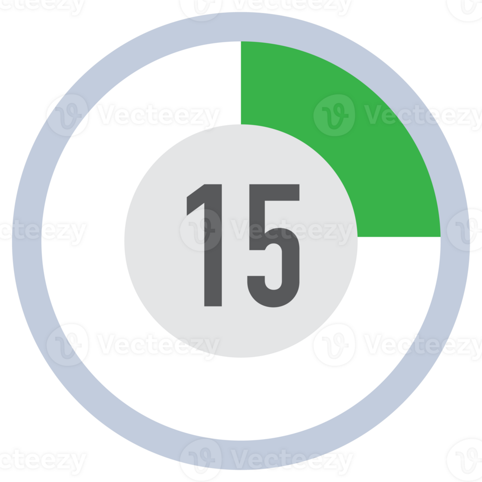 15 Minute Countdown. Stopwatch, timer icons set. illustration png