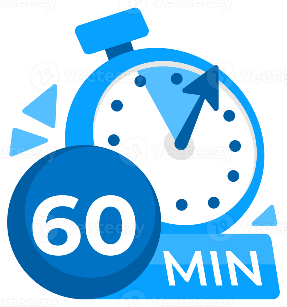60 minutes timer. Stopwatch icon 60 min. Clock and watch limited cooking time. illustration. png