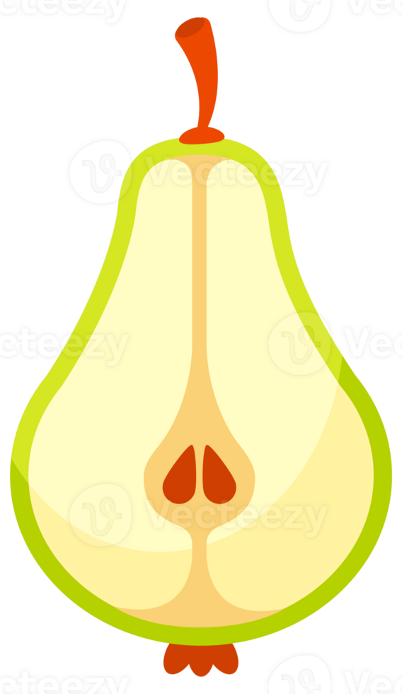 Green pear set. Sliced pears collection. illustration png