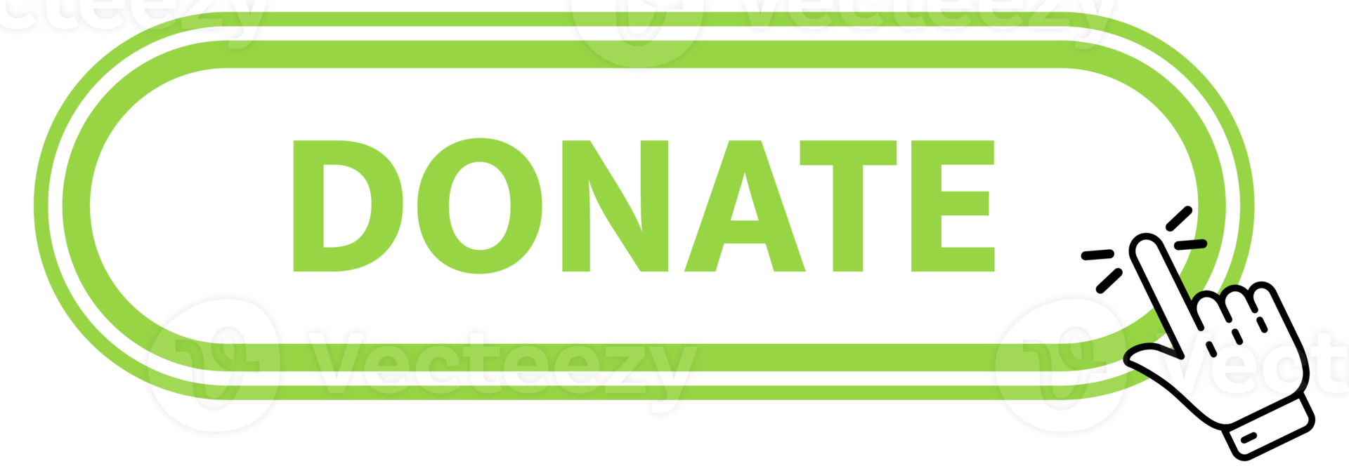 Donate Button with pointer clicking. Web button. Finger Pressing. Click to Donate Concept. illustration png