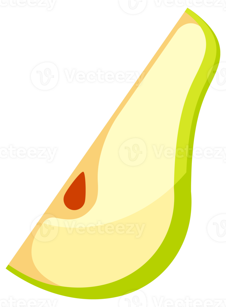 Green pear set. Sliced pears collection. illustration png