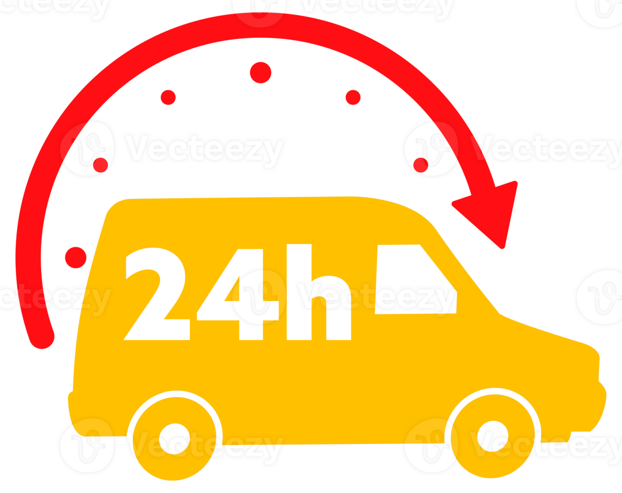 12, 24, 36, 48 and 72 hours clock arrow. Working and Delivery service effect time icons. Order execution. stock illustration png