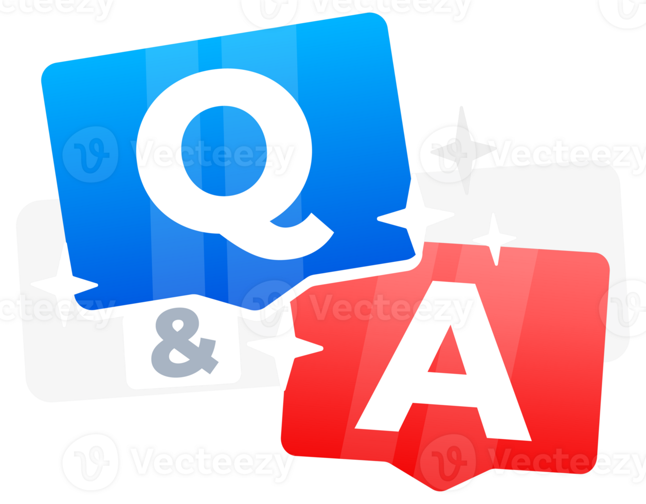 Questions and answers bubbles showing faq or quiz information png