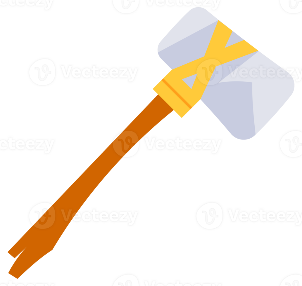 Stone Age Tools For Hunting. Ancient stone weapons. Primitive axe and bow. Hunting knife. png