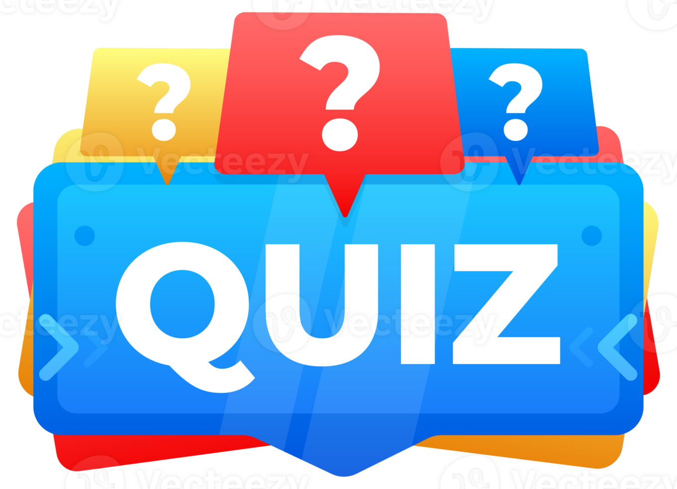 Online quiz app interface with question marks on colorful speech bubbles png