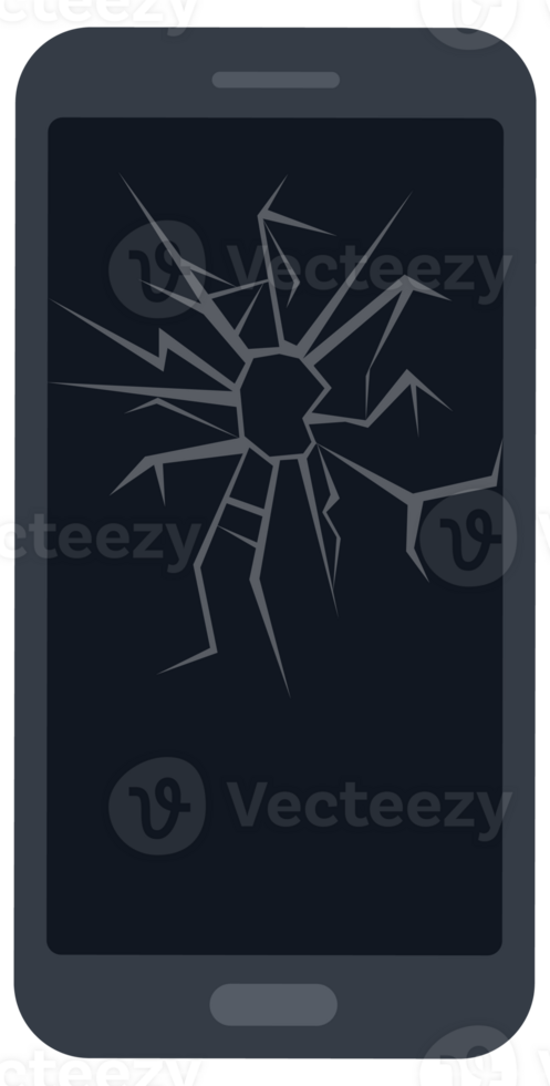Realistic illustration of smartphones with cracked touchscreens png