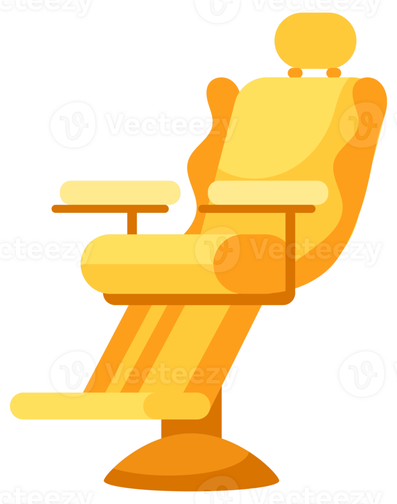 Four different chairs are standing in a row, designed for clients of spa, beauty salon or hairdressing png